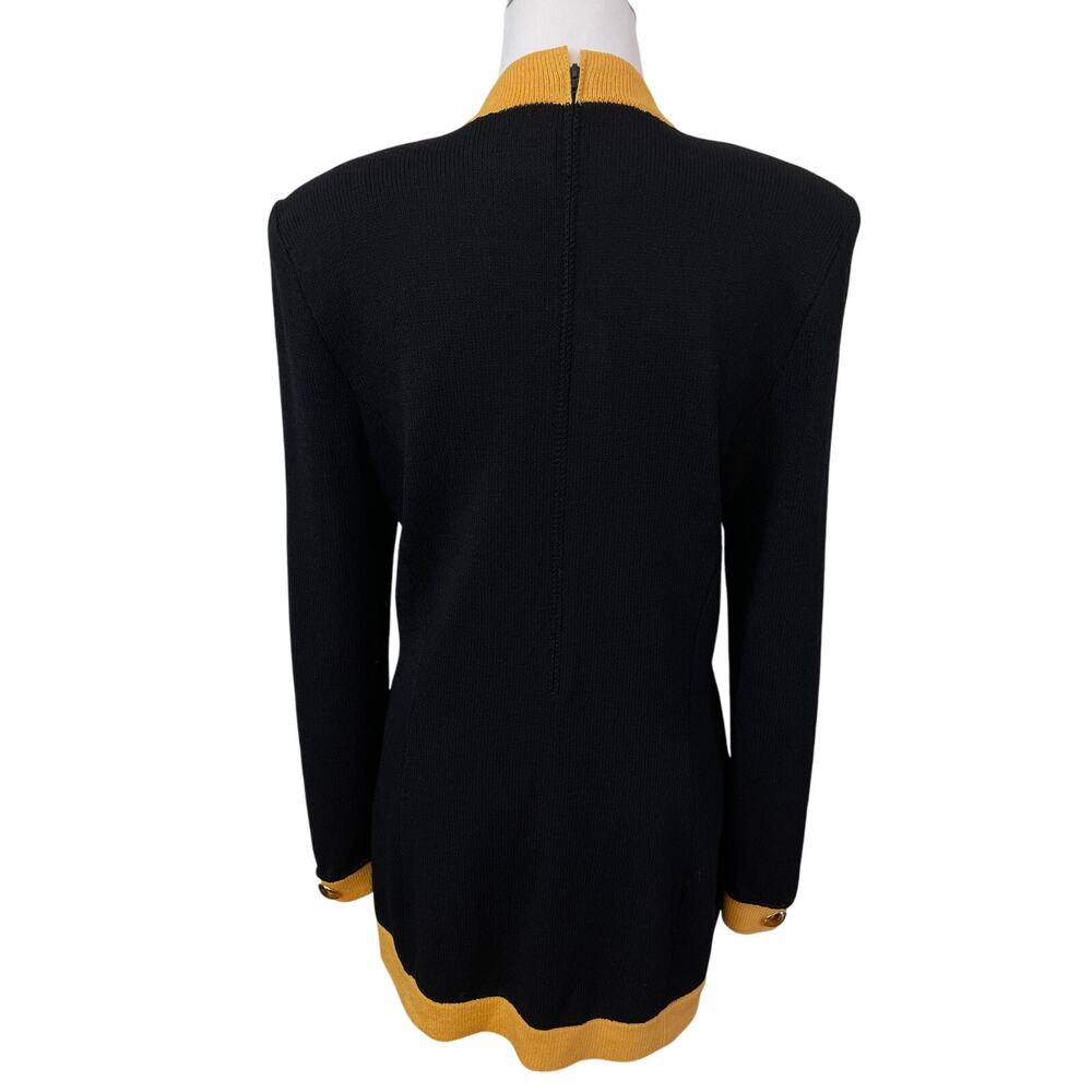 ST. JOHN BY MARIE GRAY Black Yellow Long Sleeve Tunic Size 12 EUC - Picture 3 of 6
